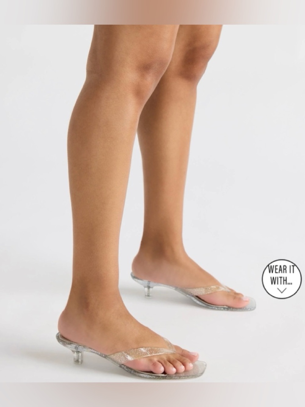 Steve Madden Tracie Clear jelly Kitten Heel Thong Sandal 7 - Picture 2 of 9